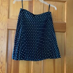 J. Crew Black polka dot pleated skirt